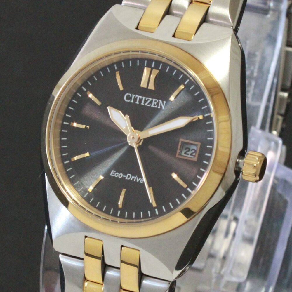 Citizen Eco Drive Ladies Corso Two Tone Black Dial 28mm - Picture 10 of 12